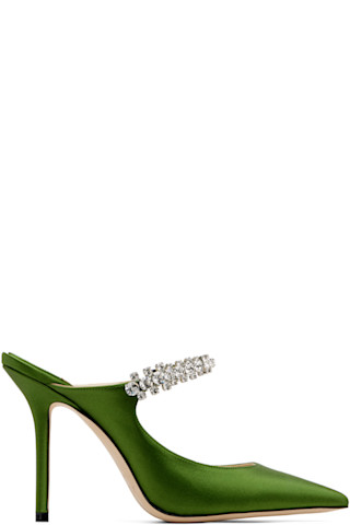 Jimmy Choo: グリーン Bing 100 サテン ヒール | SSENSE 日本