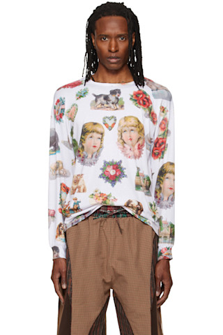 Chopova Lowena: White Snippets Oversized Jersey T-shirt | SSENSE