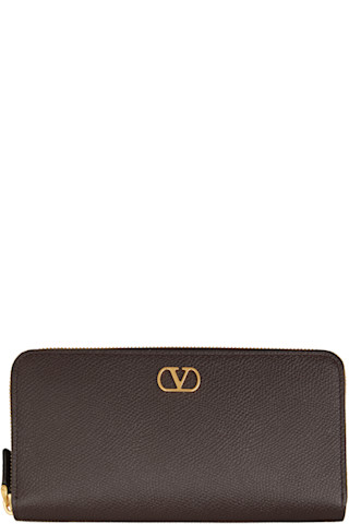 Valentino Garavani ウォレット Valentino Garavani: Brown VLogo Signature Zip Wallet | SSENSE
