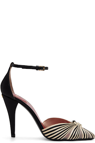 Valentino Garavani: Black & Off-White Annine Satin Heels | SSENSE