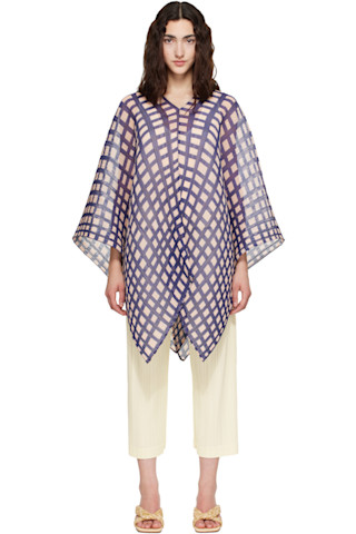PLEATS PLEASE ISSEY MIYAKE: Navy & Pink Basket Madame-T Scarf