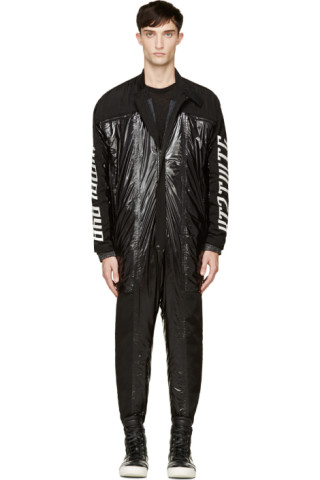 KTZ: Black Padded Nylon & Leather Boiler Suit | SSENSE UK