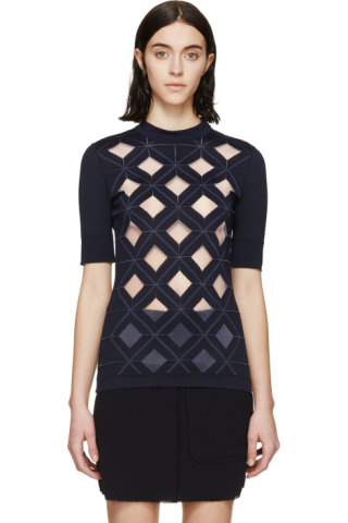 Paco Rabanne: Navy Diamond Cut-Out Top | SSENSE