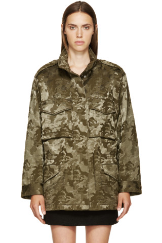 Alexander Wang: Khaki Boyfriend Camo Jacket | SSENSE Canada