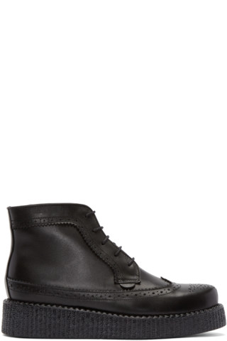 Underground: Black Brogue Wulfrun Creeper Boots | SSENSE