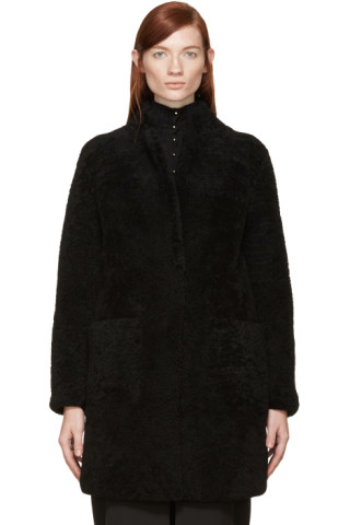 Yves Salomon - Meteo: Black Shearling Coat | SSENSE