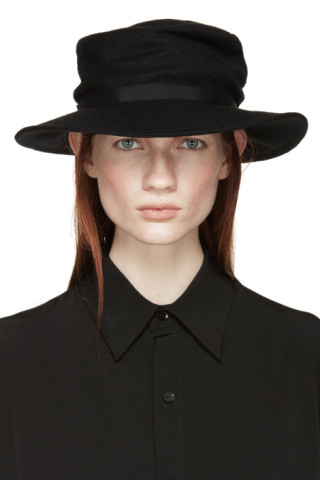 Yohji Yamamoto: Black Slouchy Fedora | SSENSE Canada