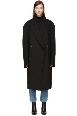 VETEMENTS: Black Oversized Wool Coat | SSENSE