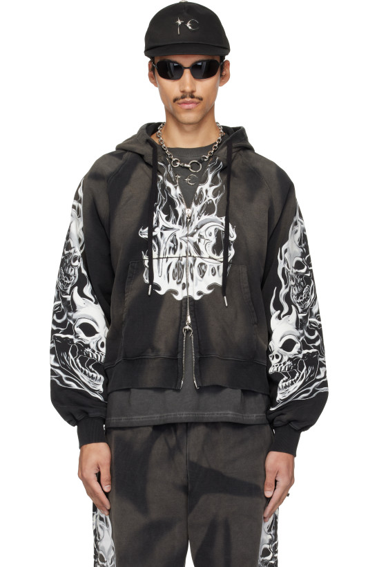 Thug Club Black Six Riding Skull Zip-Up Hoodie