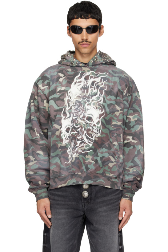 Thug Club Gray Hotheaded Riding Skull Hoodie