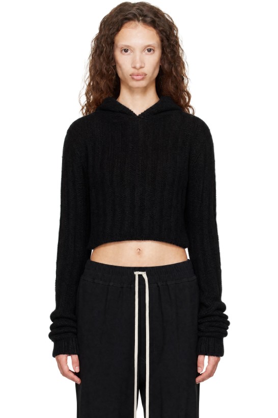 Rick Owens Black Tower Cropped Hoodie