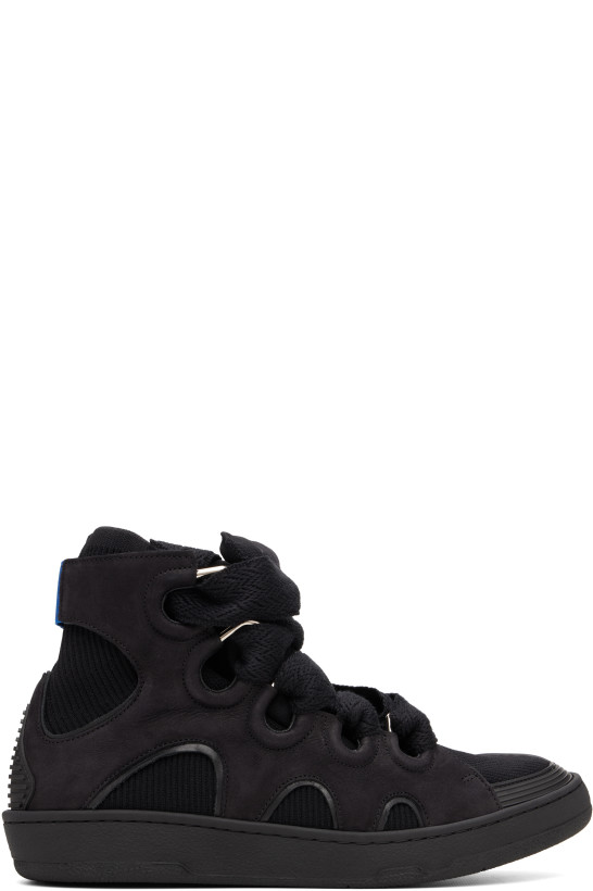 Lanvin Black High Top Curb Knit Sneakers