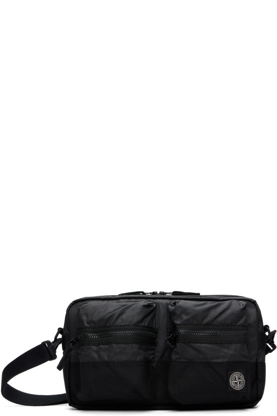 Stone Island Black 9200024 Double Coated Cotton Ripstop Bag