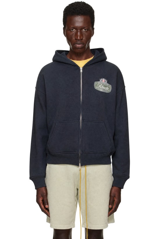 Rhude Gray 'Rhude Desert Crest' Zip-Up Hoodie