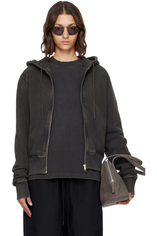 Entire Studios Black Slim Zip Up Hoodie
