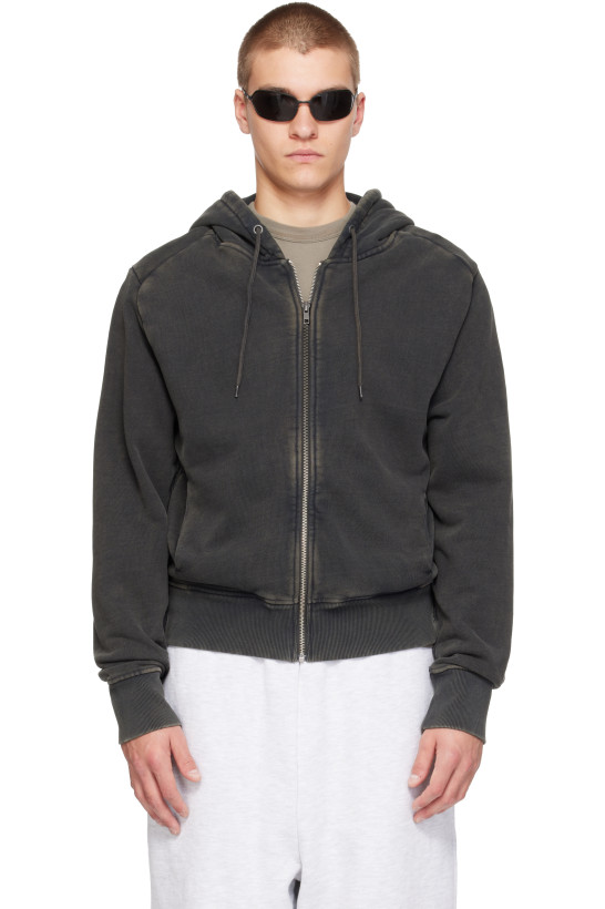 Entire Studios Black Slim Zip Up Hoodie
