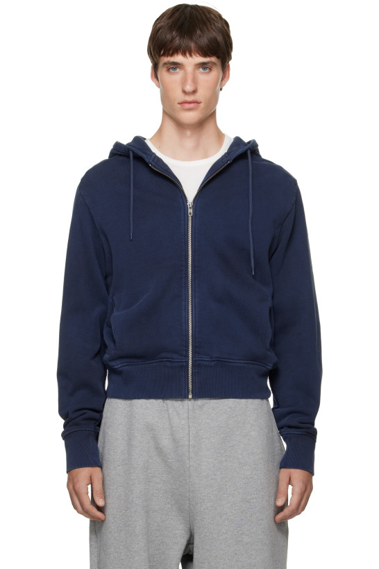 Entire Studios Navy Slim Zip Up Hoodie