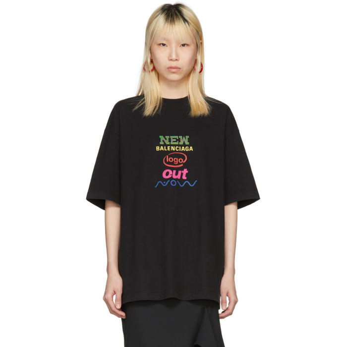Balenciaga Black Oversized New Logo T-shirt | ModeSens Balenciaga Black Oversized New Logo T-shirt | ModeSens