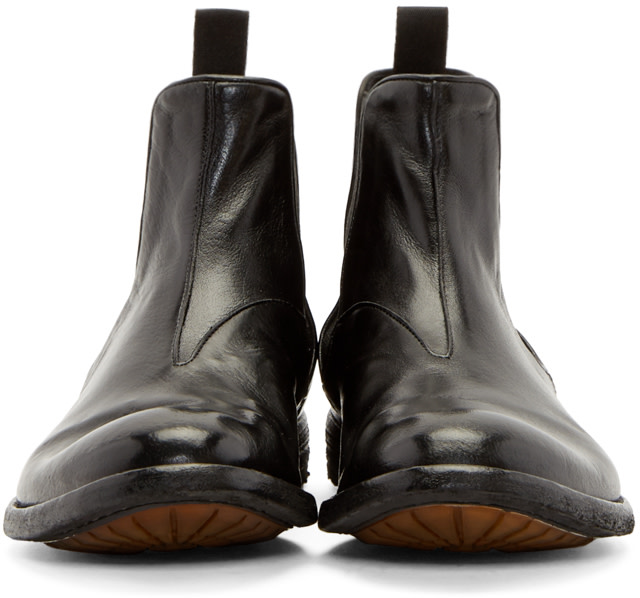 Officine Creative Black Leather Archive Chelsea Boots 