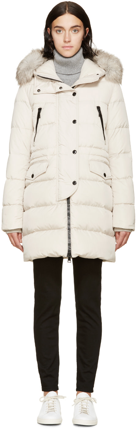 Moncler Cream Fur & Down Fragonette Coat