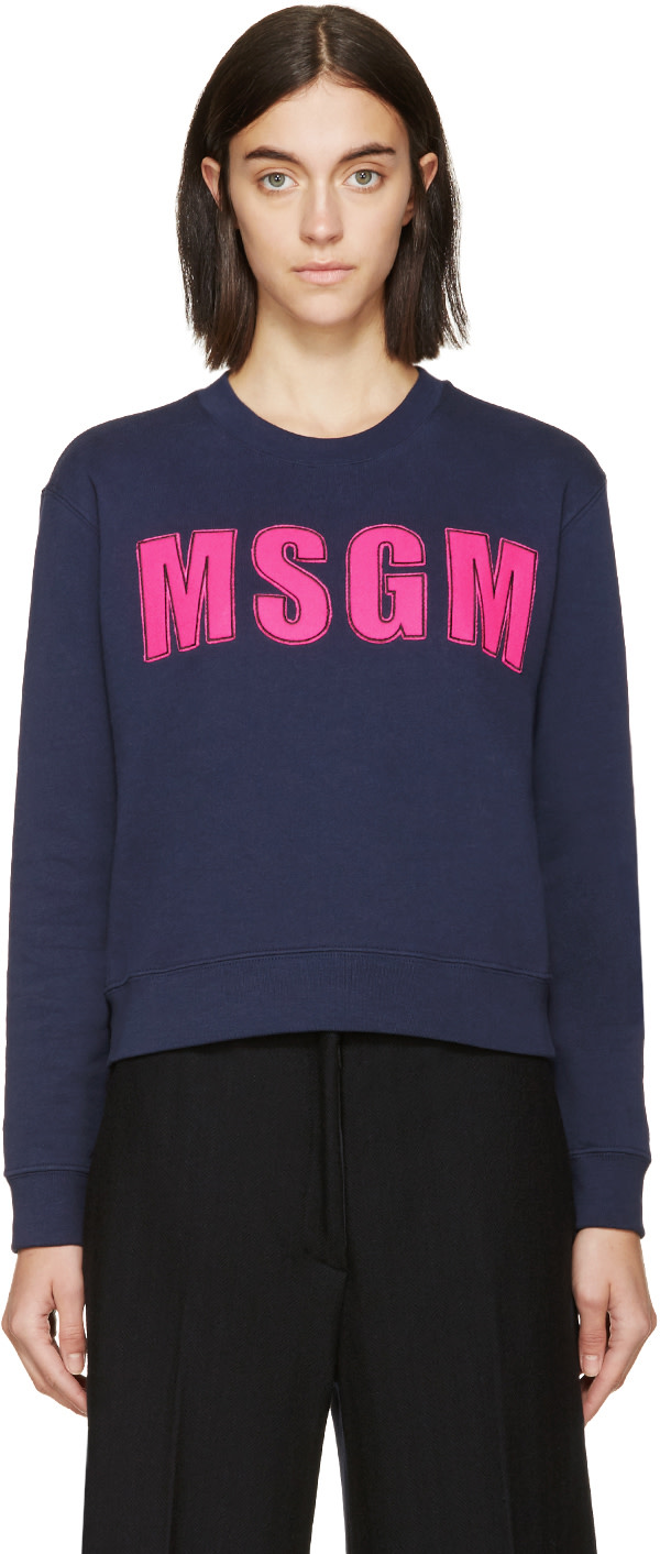 MSGM Navy & Pink Logo Sweatshirt