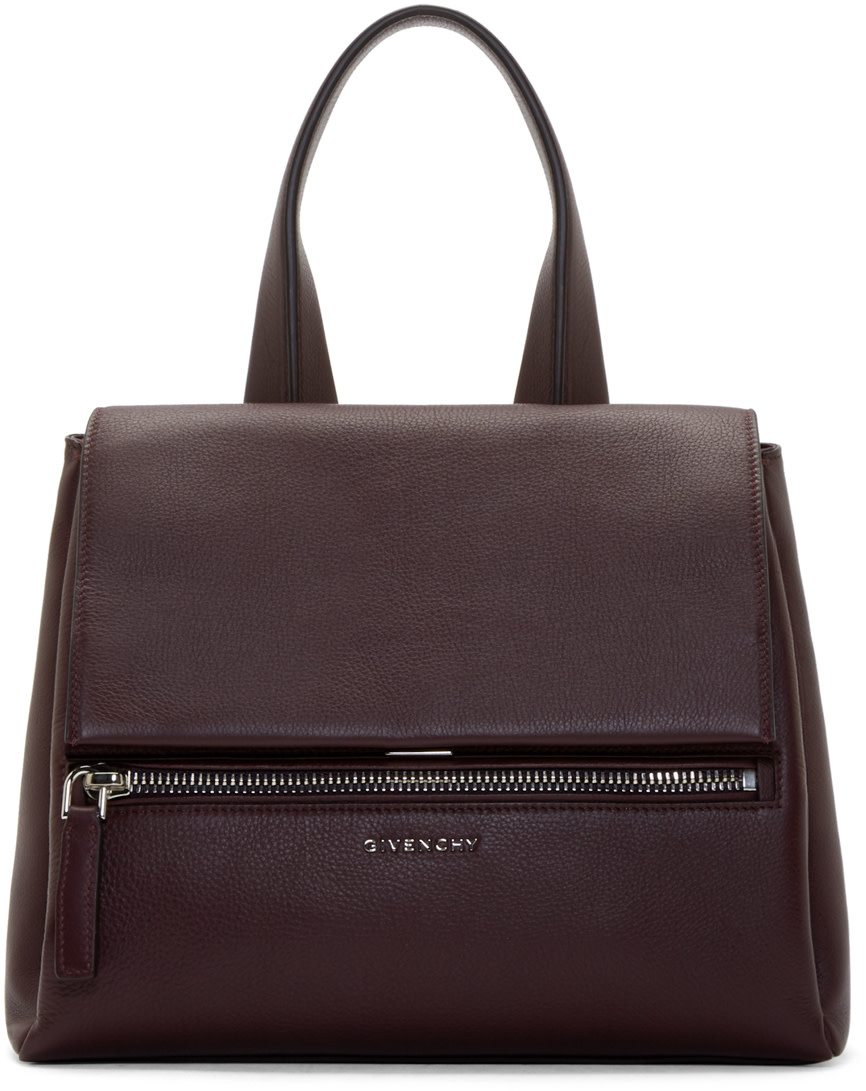 Givenchy: Oxblood Leather Small Pandora Bag | SSENSE