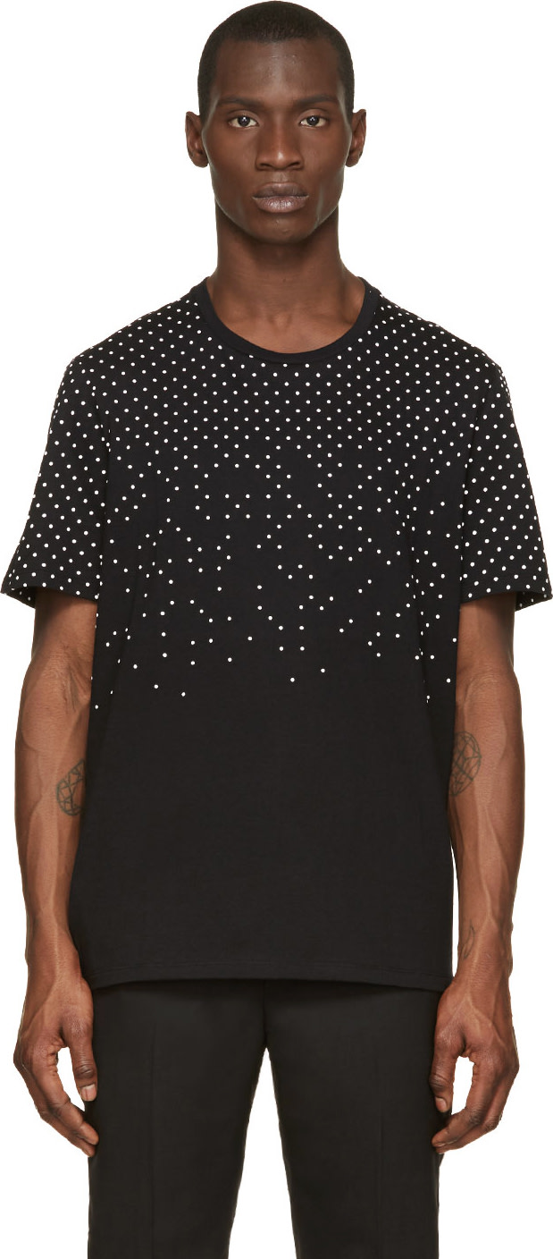 Neil Barrett: Black Polka Dot T-Shirt | SSENSE