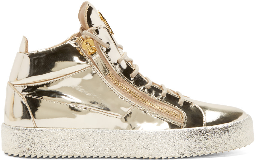 Giuseppe Zanotti Gold High-Top Sneakers