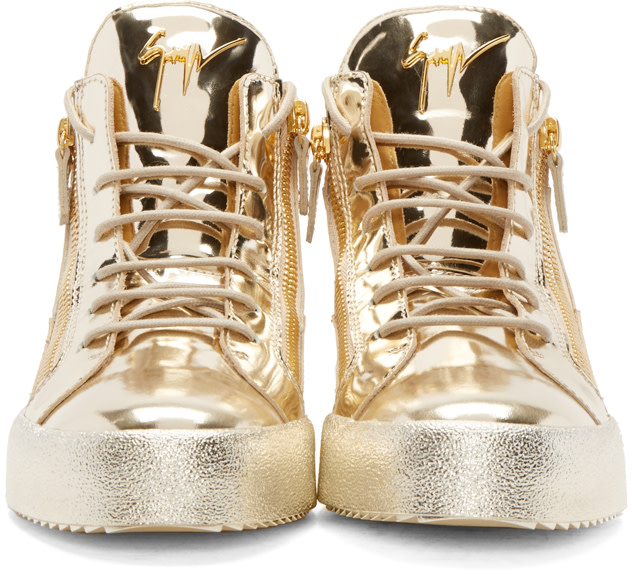 Giuseppe Zanotti Gold High-Top Sneakers