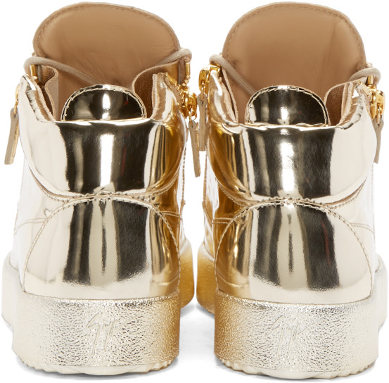 Giuseppe Zanotti Gold High-Top Sneakers