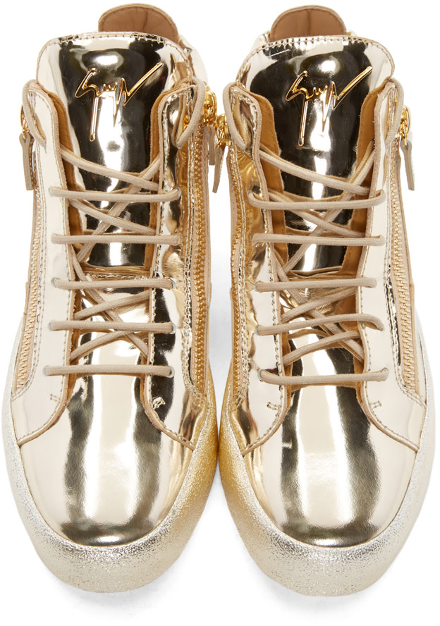 Giuseppe Zanotti Gold High-Top Sneakers