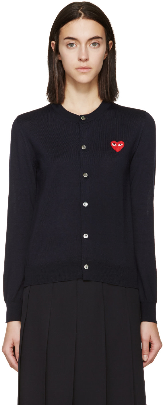 Comme des Garçons Play Navy Heart Cardigan