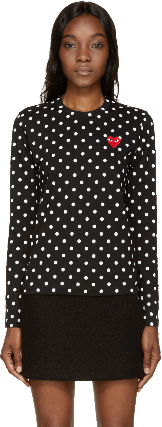 Comme des Garçons Play Black & White Polka Dot Logo T-Shirt