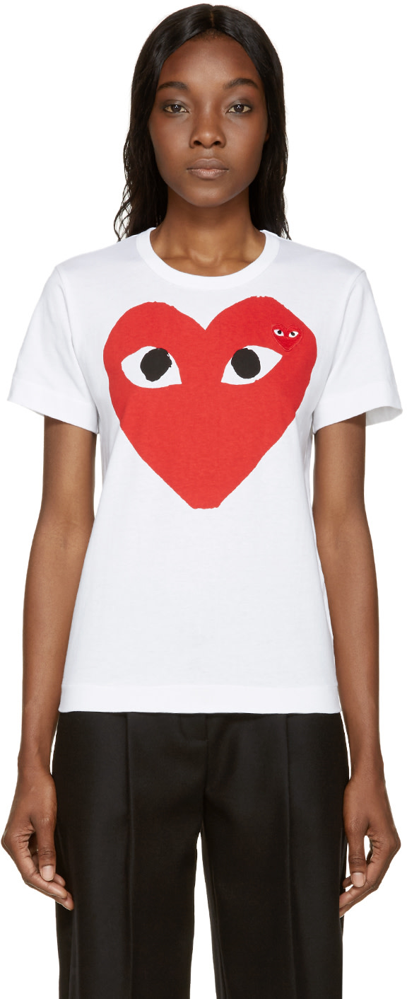 Comme des Garçons Play White Double Heart T-Shirt