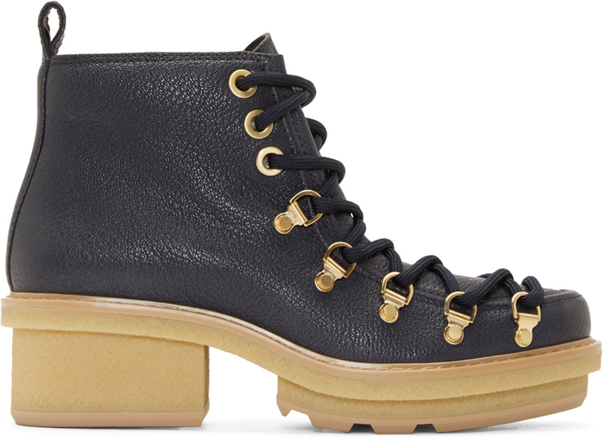 navy platform boots