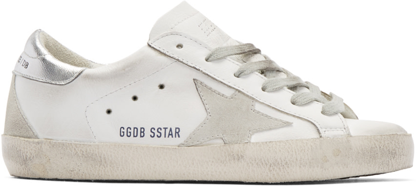Golden Goose: White & Silver Superstar Low-Top Sneakers | SSENSE
