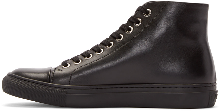 Versus Black Leather Lion Head High-Top Sneakers