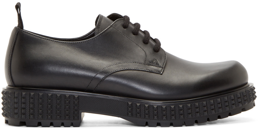 Valentino: Black Leather Rockstud Derbys | SSENSE