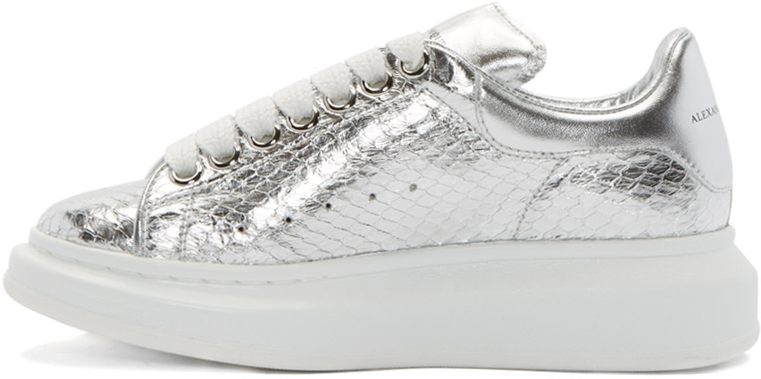 Alexander McQueen Silver Snakeskin Sneakers