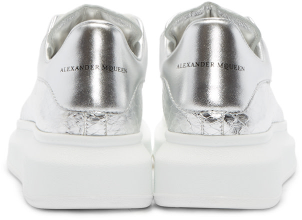 Alexander McQueen Silver Snakeskin Sneakers