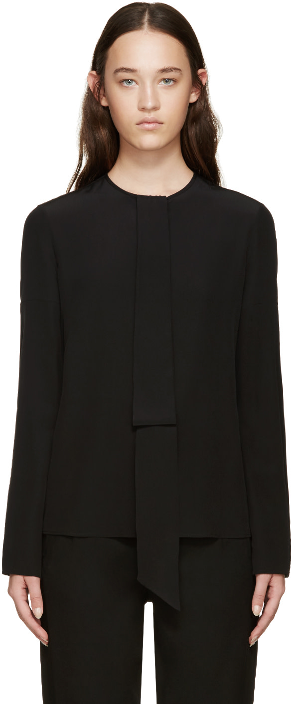 Givenchy: Black Silk Necktie Blouse | SSENSE