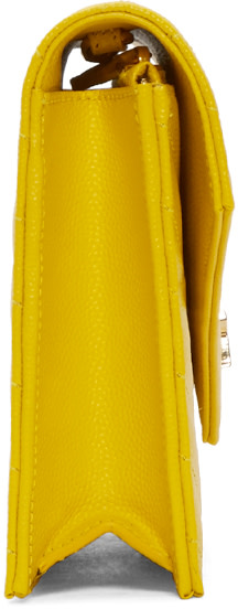 SAINT LAURENT Monogram Chain Wallet In Yellow Grain De Poudre ...