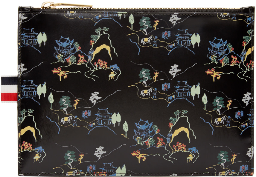 Thom Browne Black Leather Imperial Palace Pouch