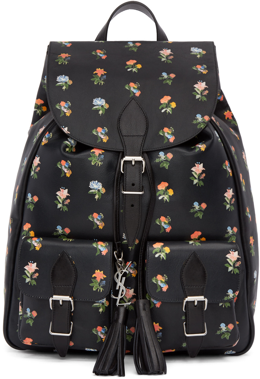 SAINT LAURENT Festival Backpack In Black And Multicolor Prairie ...