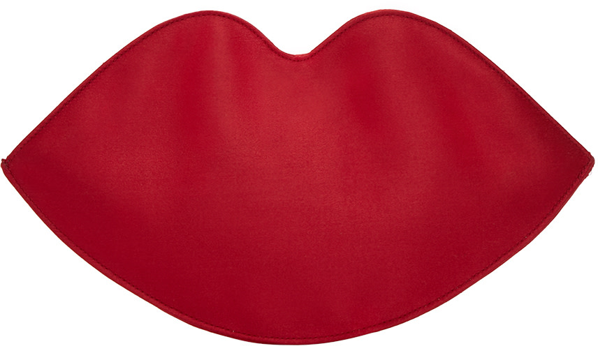 CHARLOTTE OLYMPIA Red Satin Big Kiss Clutch