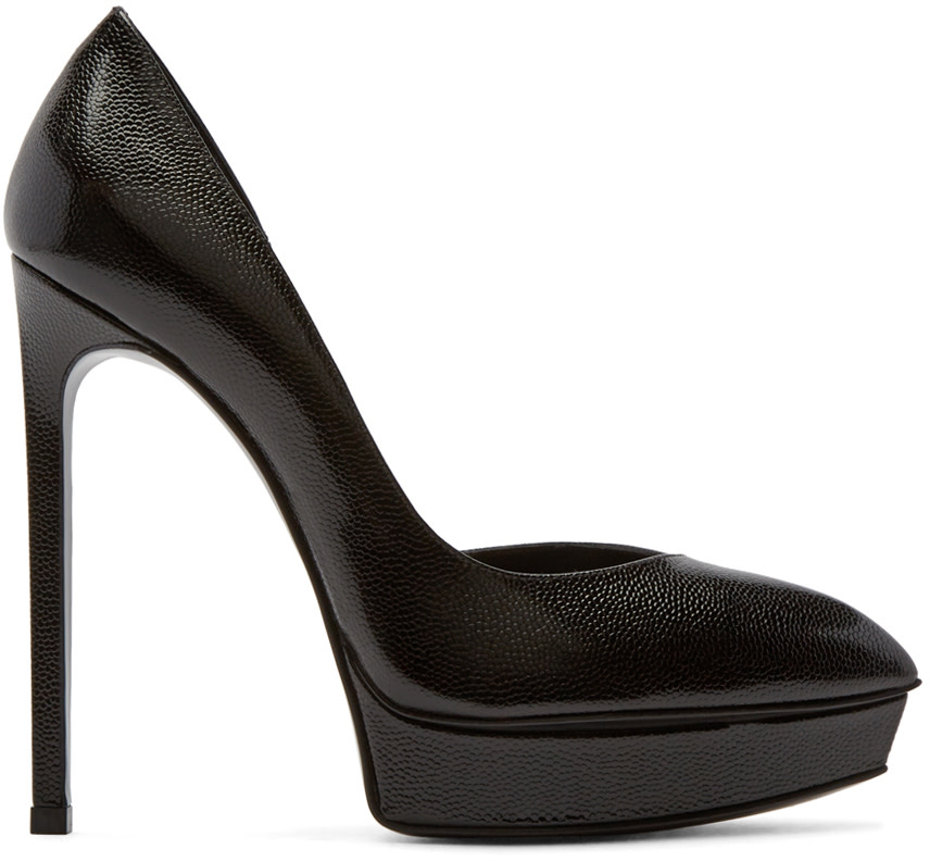 Saint Laurent - Black Leather Platform D'Orsay Janis Pumps