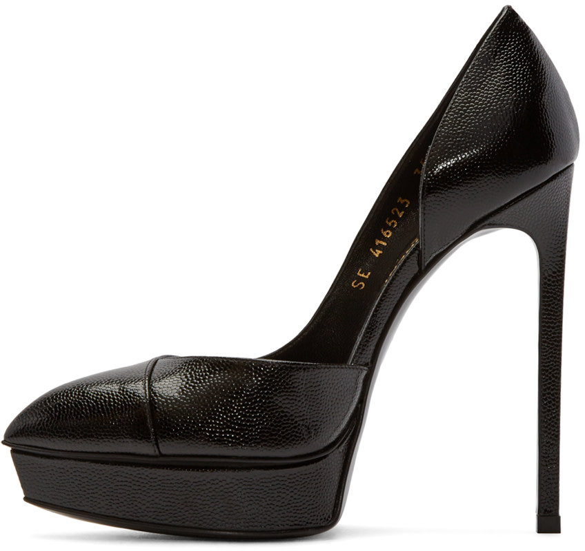 Saint Laurent - Black Leather Platform D'Orsay Janis Pumps