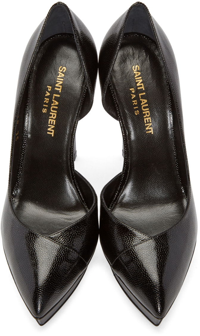 Saint Laurent - Black Leather Platform D'Orsay Janis Pumps