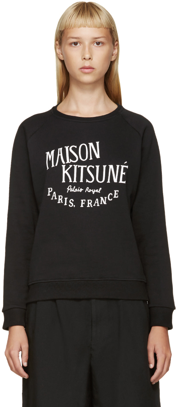 Maison Kitsuné: Black 'Palais Royal' Pullover | SSENSE