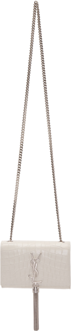 SAINT LAURENT Monogramme Small Metallic Lizard-Effect Leather ...